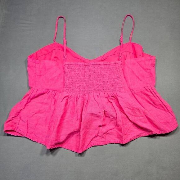 American Eagle Pink Crop Tank Top Adjustable Spaghetti Straps Women Size XL Slit - Picture 2 of 9